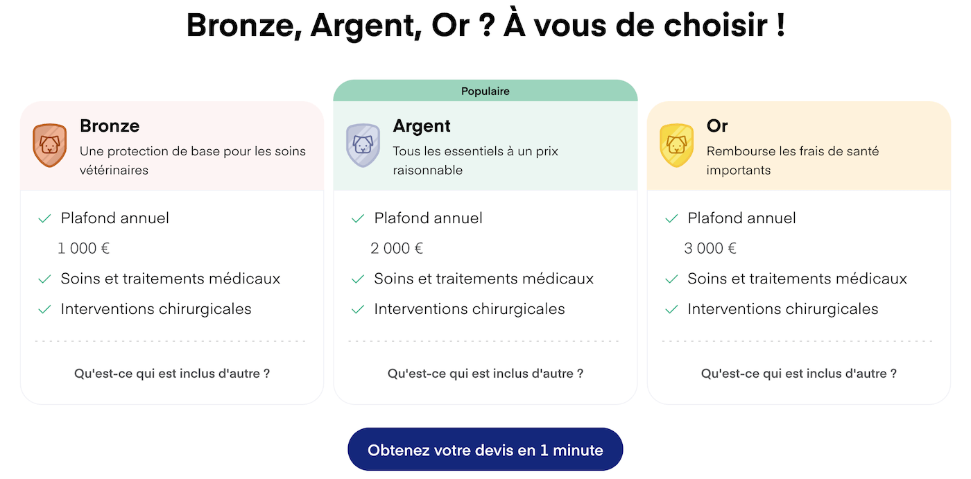 Options de plan - Lassie assurance pour chien